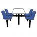 Polypropylene fixed canteen table and chairs -  Self assembly - 4 seats - 1 way access 387762