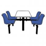 Polypropylene fixed canteen table and chairs - Self assembly - 4 seats - 1 way access 387762