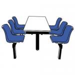 Polypropylene fixed canteen table and chairs -  Self assembly - 6 seats - 1 way access 387763