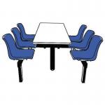 Polypropylene fixed canteen table and chairs - Self assembly - 6 seats - 1 way access 387763