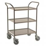 Konga three tier service trolleys with removable non-slip surface trays, anthracite grey 387927