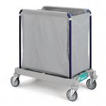 Side opening steel laundry trolley with plastic coated bags, 200litres without lid 388091