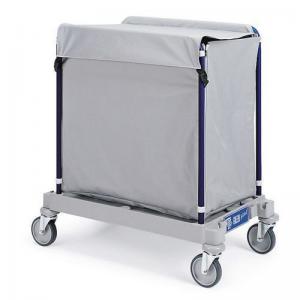 Side opening steel laundry trolley with plastic coated bags, 300litres