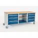 Mobile Heavy Duty Storage Benchwith 4 X 150 Drawers, 2 X 200 Drawers and Open Section 388158