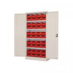 Grey Storage Cupboard And 40 Red Bins
