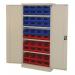 Steel cupboards complete with 40 polypropylene bins 388677