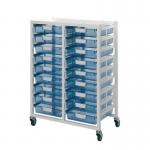 Premium white racks with transparent trays - Mid height mobile A4 racks 388818