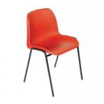 Stacking Chair, Red Shell, Black Frame, 