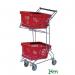 The image shows several Kongamek Baskets and Trolleys inside a Konga store trolley. The baskets are different sizes and colors, and they are neatly stacked in the trolley. The trolley has wheels and a handle for easy transportation.