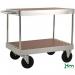 The photo shows several slingsby shelved trolleys, with extra heavy duty zinc plated table tops. These trolleys are Konga branded and are designed for heavy duty use.