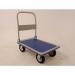 This picture shows a sturdy and practical Slingsby Warehouse Trolley with large wheels and a folding platform truck design. The trolley is made for heavy loads and its compact size allows for easy storage when not in use.