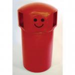 145L Hooded top litter bin with smiley face logo - Red 394241