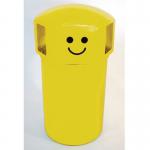 145L Hooded top litter bin with smiley face logo - Yellow 394244