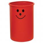 Open top waste bin with smiley face logo - Red 394245