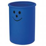 Open top waste bin with smiley face logo - Light blue 394246