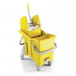 30L Mobile double mop bucket with drain plug & wringer 395078