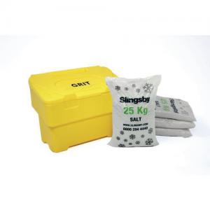 Image of 115L Yellow Grit Bin 4 Bags 25Kg White