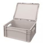 Euro stacking containers with attached lids 395749