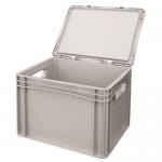 Euro stacking containers with attached lids 395751