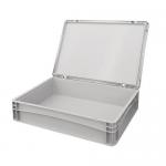 Euro stacking containers with attached lids 395754