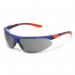 The photo shows a pair of sleek, black safety spectacles with adjustable arms. The clear lenses have a special coating to prevent mist and fog. The glasses have a comfortable fit for all-day wear.