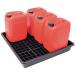 This photograph features a set of slingsby drum containers and accessories, specifically designed for storing drums. The drip trays have a sump grid to catch any spills, ensuring a tidy and organized workspace. The containers are sleek and sturdy, perfect for any industrial setting.