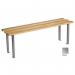 The photograph captures a sleek and modern design of a Slingsby Classic mezzo bench, with a length of 1000mm and a width of 350mm. It features 2 U-shaped silver legs, providing sturdy support and an elegant touch. Perfect for any cloakroom, this furniture adds a touch of sophistication to any space.