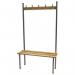 The slingsby Cloakroom Furniture Classic solo bench measures 2000 x 390mm and features 10 hooks and 3 uprights for convenient storage. Its sleek silver design adds a modern touch to any space.
