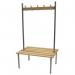 The slingsby Cloakroom Furniture Classic duo bench measures 1500 x 745mm and features 16 hooks with 3 uprights. The sleek silver design adds a touch of elegance to any cloakroom. This bench is both functional and fashionable, providing ample storage and a comfortable seating option.
