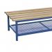 This photo captures a sleek and modern blue shoe rack from the Slingsby Cloakroom Furniture Evolve line, measuring 2500 x 595mm. The rack features a deep design to accommodate multiple pairs of shoes, adding organization and style to any space.