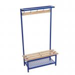 Evolve solo bench with mesh top shelf 1000 x 400mm 5 hooks - 2 uprights - silver 396875