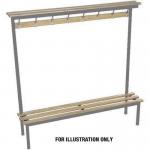 Evolve solo bench with wood top shelf 1000 x 400mm 5 hooks - 2 uprights - silver 396890