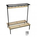 Evolve duo bench with mesh top shelf 1500 x 800mm 14 hooks - 2 uprights - silver 396896