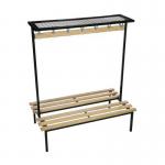 Evolve duo bench with mesh top shelf 1500 x 800mm 14 hooks - 2 uprights - black 396901