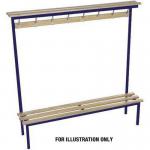 Evolve solo bench with wood top shelf 1000 x 400mm 5 hooks - 2 uprights - blue 397090