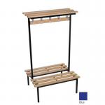 Evolve duo bench with wood top shelf 1000 x 800mm 10 hooks - 2 uprights - blue 397100