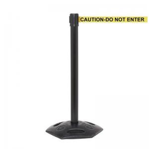 Heavy duty weatherproof retractable belt barrier with printed message