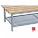 The photograph captures a sleek, modern shoe rack from Slingsbys Evolve Mezzo collection. The vibrant red finish complements the clean lines of the 3000mm piece, making it a stylish and functional addition to any cloakroom or entryway.