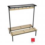 Evolve duo bench with mesh top shelf 1500 x 800mm 14 hooks - 2 uprights - red 397897