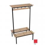 Evolve duo bench with wood top shelf 1500 x 800mm 14 hooks - 2 uprights - red 397902