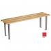 This image showcases a classic mezzo bench from slingsby Cloakroom Furniture. It measures 2000x350mm and features a vibrant red color. Three U-shaped legs support the bench, providing stability and style. Perfect for any modern or traditional space, this bench adds a touch of elegance to any room.