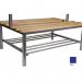 This image shows a sleek, modern slingsby cloakroom bench with a shoe rack, perfect for organizing the entryway of a club or other communal space. The duo design allows for efficient use of limited space while still offering functional storage for shoes and other accessories. The minimalist style and clean lines make this furniture a stylish addition to any environment.