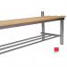 This image shows a sleek and modern Slingsby Cloakroom Furniture Club Mezzo deep/solo shoe rack in vibrant red. The rack measures 2500mm wide and 400mm deep, with ample space for organizing and storing shoes. The design is simple yet stylish, making it a great addition to any entryway or closet.