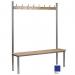 Club solo changing room bench, blue 1000mm wide x 400mm deep with 5 hooks 398132