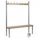 Club solo changing room bench, silver 1000mm wide x 400mm deep with 5 hooks 398137