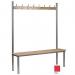 Club solo changing room bench, red 1000mm wide x 400mm deep with 5 hooks 398142