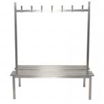 Aqua Duo Cloakroom Bench Stainless Steel 1500mm Wide X 800 Deep With 14 Hoo 398253
