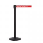 Retractable belt barrier with printed safety message 399909