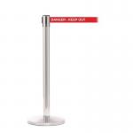 Retractable belt barrier with printed safety message 399917