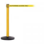 Industrial retractable belt barrier with printed safety message 399919